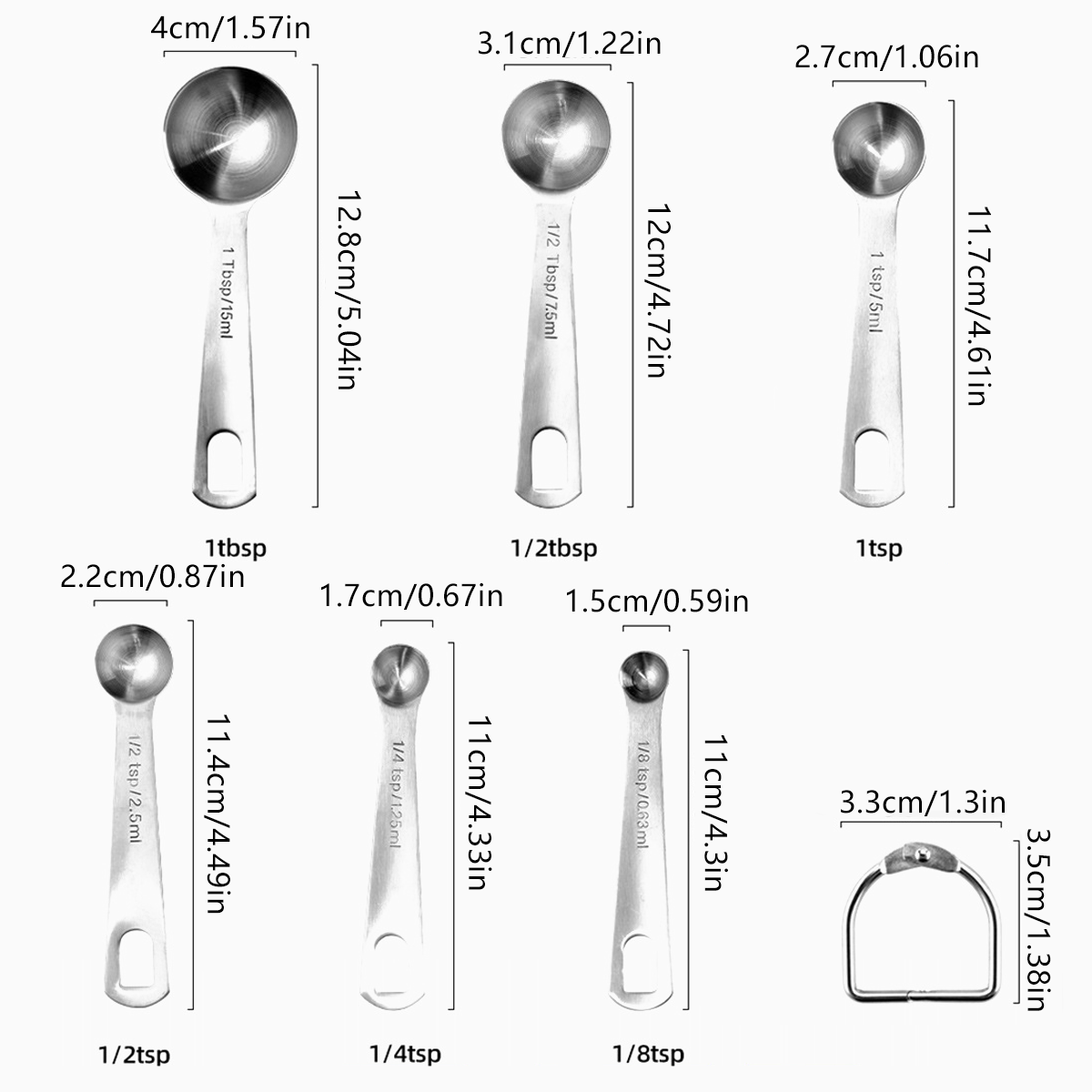 6PCS Measuring Cups Spoons 304 Stainless Steel Baking Tools With Scale Set 3