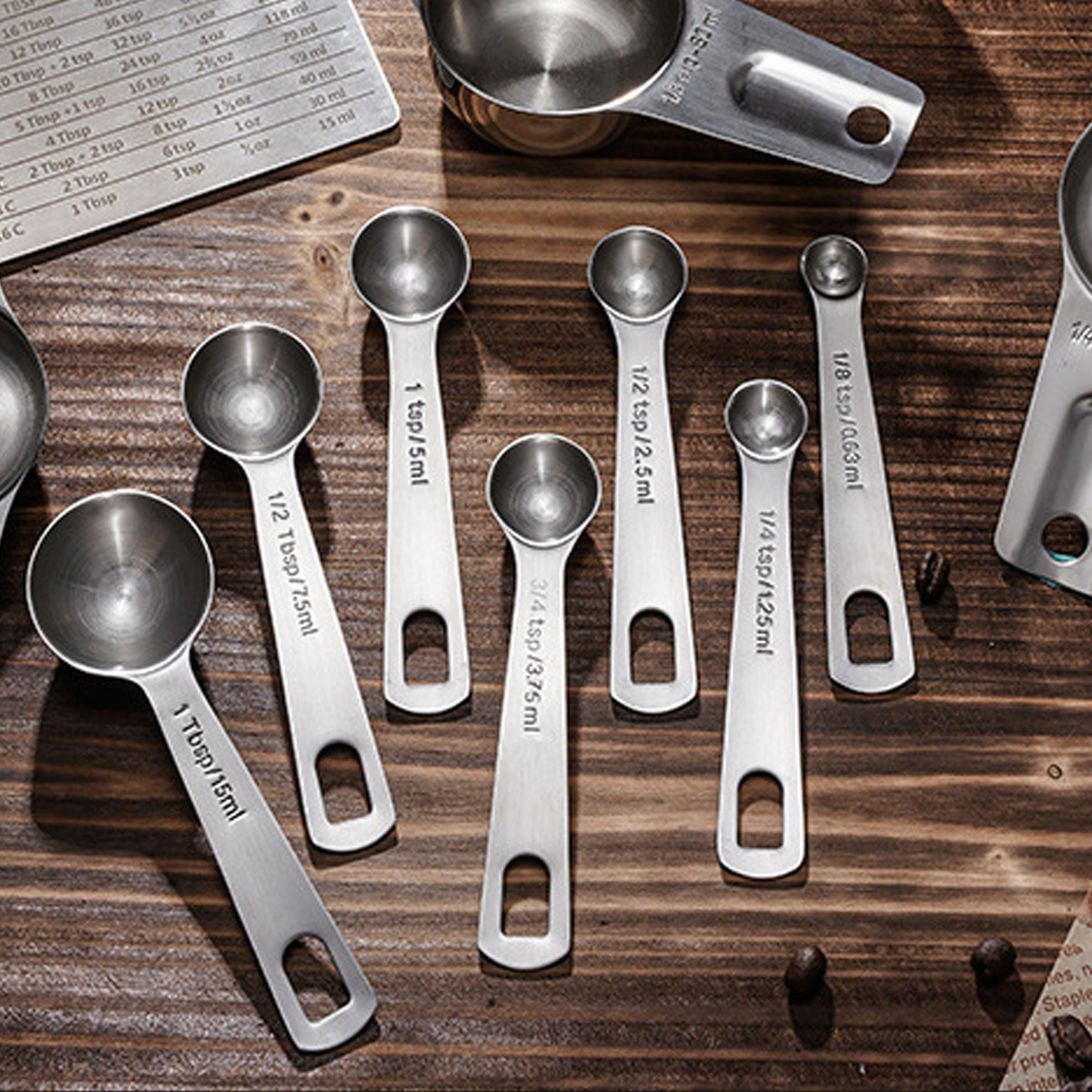 6PCS Measuring Cups Spoons 304 Stainless Steel Baking Tools With Scale Set 5