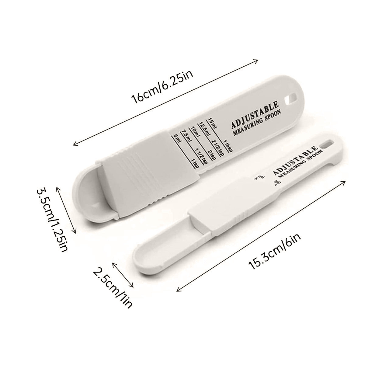 2PCS Adjustable ml Gram Plastic Measuring Spoon Scale Kitchen For Metering Spoon - White 3