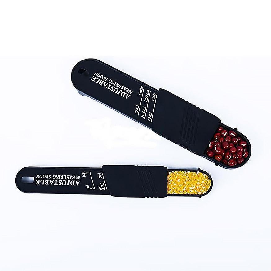 2PCS Adjustable ml Gram Plastic Measuring Spoon Scale Kitchen For Metering Spoon - White 4