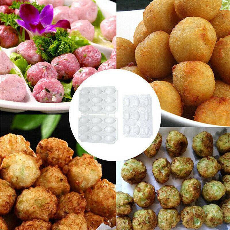Meatball Maker Manual Meatloaf Mold Kibbeh Maker Press Minced Processor Tool Au - 9 Holes Clear 3