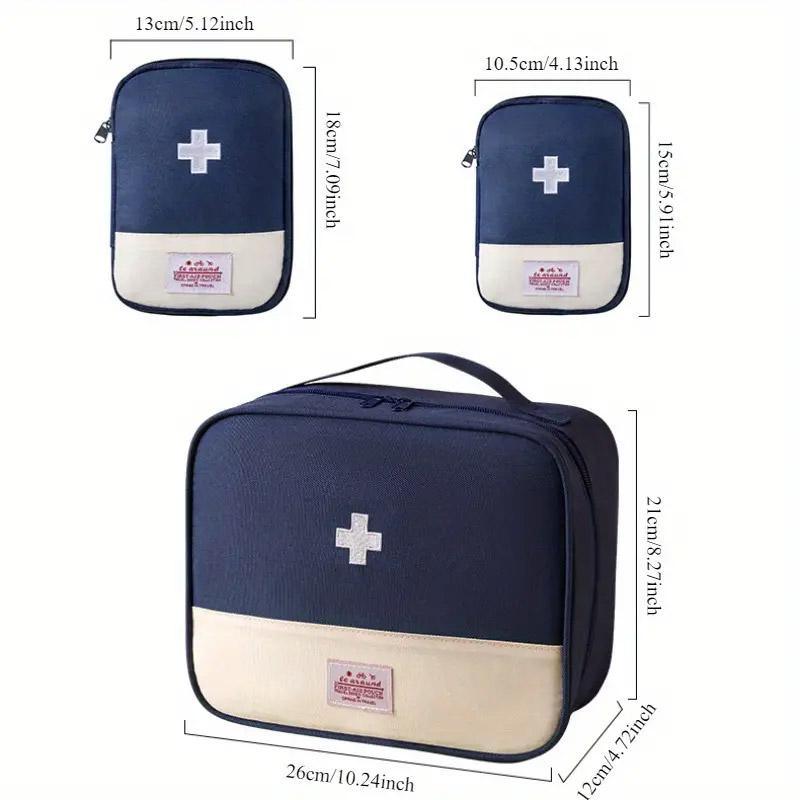 Set of 3 Portable Travel Medical Bags Organiser for Home Emergency Storage Use - Navy 3