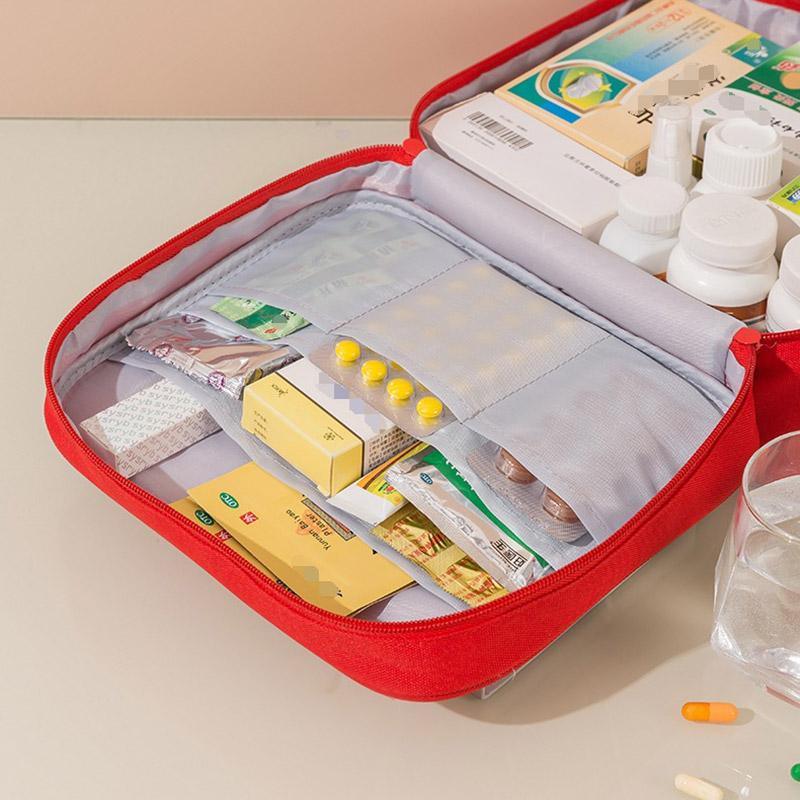 Set of 3 Portable Travel Medical Bags Organiser for Home Emergency Storage Use - Red 5