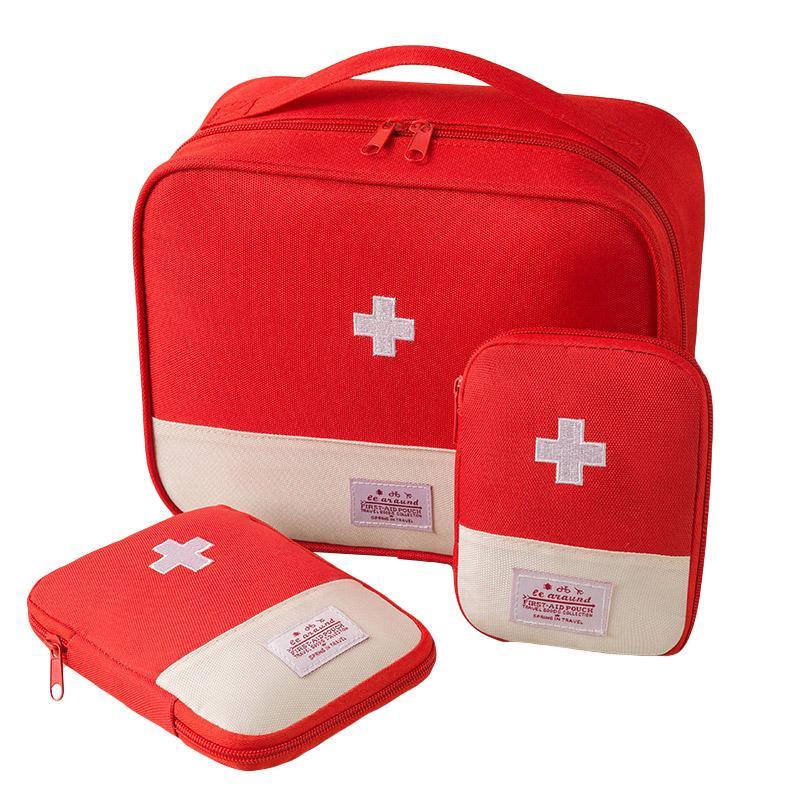 Set of 3 Portable Travel Medical Bags Organiser for Home Emergency Storage Use - Red 7