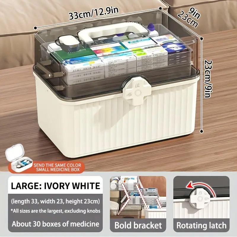 Large Capacity Medicine Cabinet Multi Layer Storage Box for Household First Aid - White 3