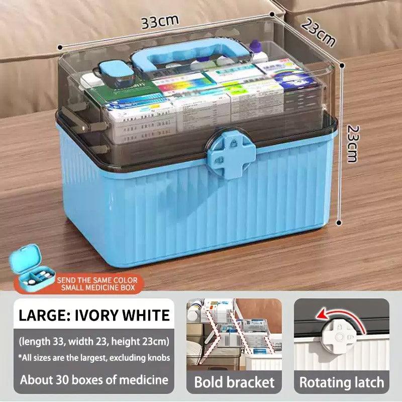 Large Capacity Medicine Cabinet Multi Layer Storage Box for Household First Aid - White 4