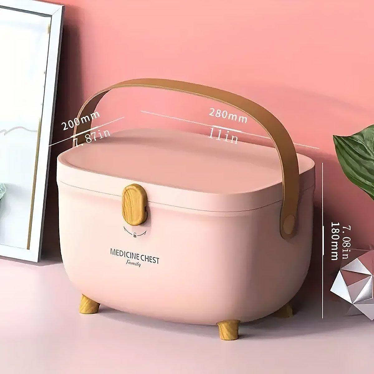 2 Layer Portable First Aid Kit Emergency Medicine Chest Organizer Storage Box - Pink 3