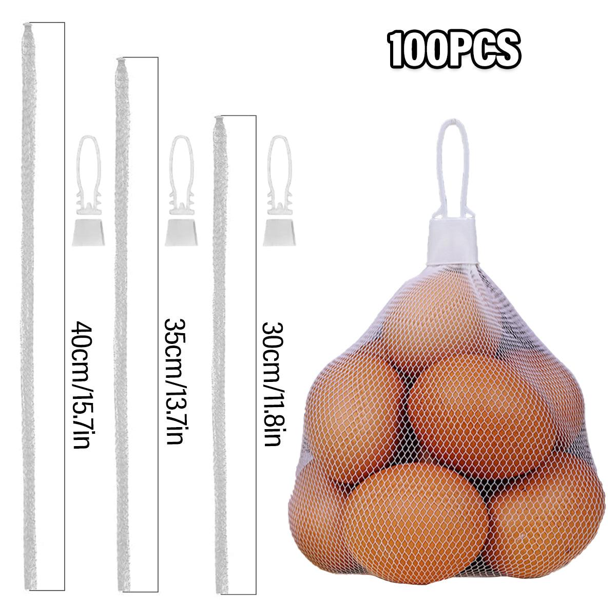 100pcs Nylon Mesh Bag Egg Storage Close Eye Plastic Mesh for Fruits Vegetables - 30cm 3