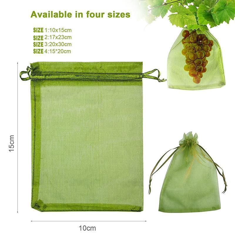 50/100PCS Garden Fruit Protection Net Bags Insect Proof Drawstring Mesh Organza - 50Pcs 17x23cm 3