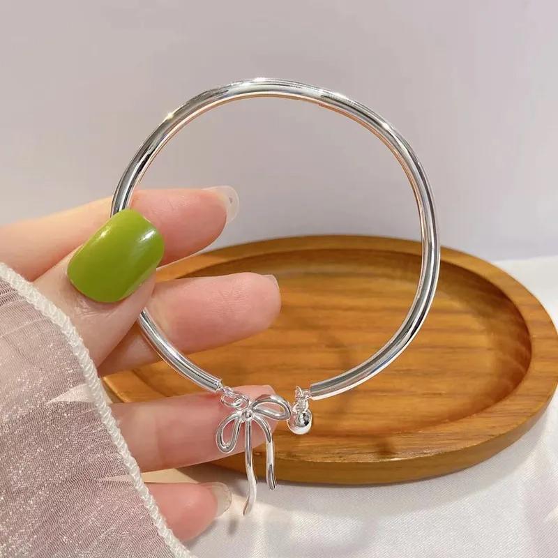 Bangle Bowknot Bells Bracelet Korean Opening Wrist Chain Women Silver Bracelet - Bell 4
