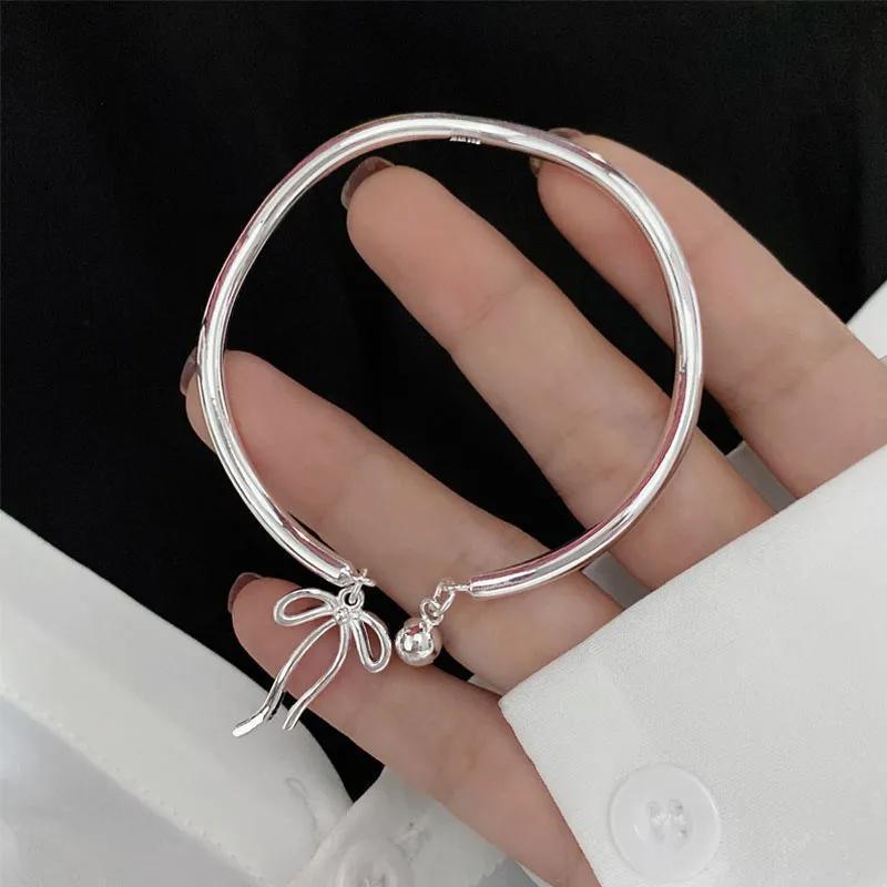 Bangle Bowknot Bells Bracelet Korean Opening Wrist Chain Women Silver Bracelet - Bow tie 5