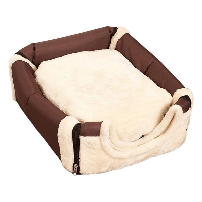 L Size Pet House Kennel Soft Igloo Beds Cave Cat Puppy Bed Warm Cushion Fold - Brick 5