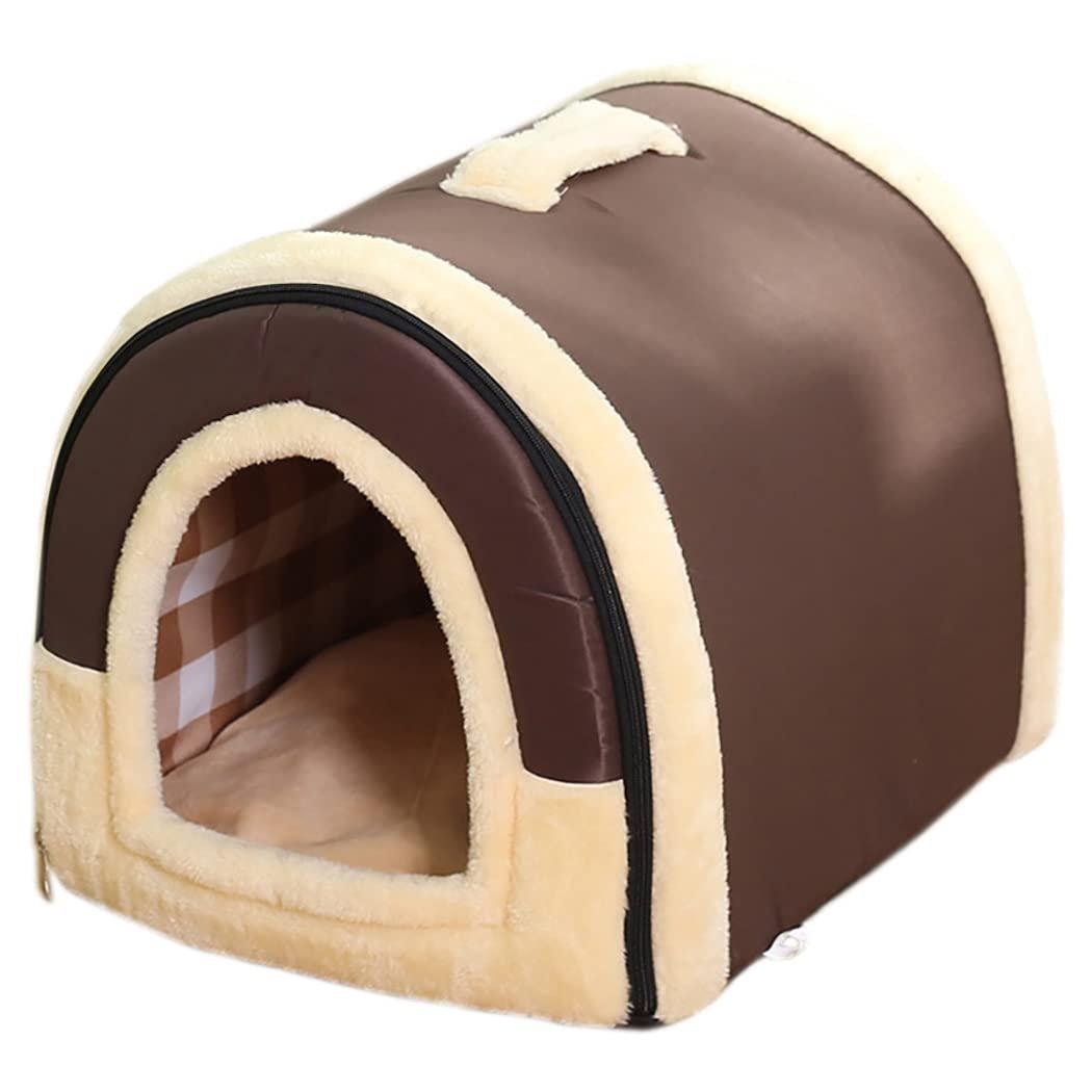 XL Size Pet House Kennel Soft Igloo Beds Cave Cat Puppy Bed Warm Cushion Fold - Brick 6