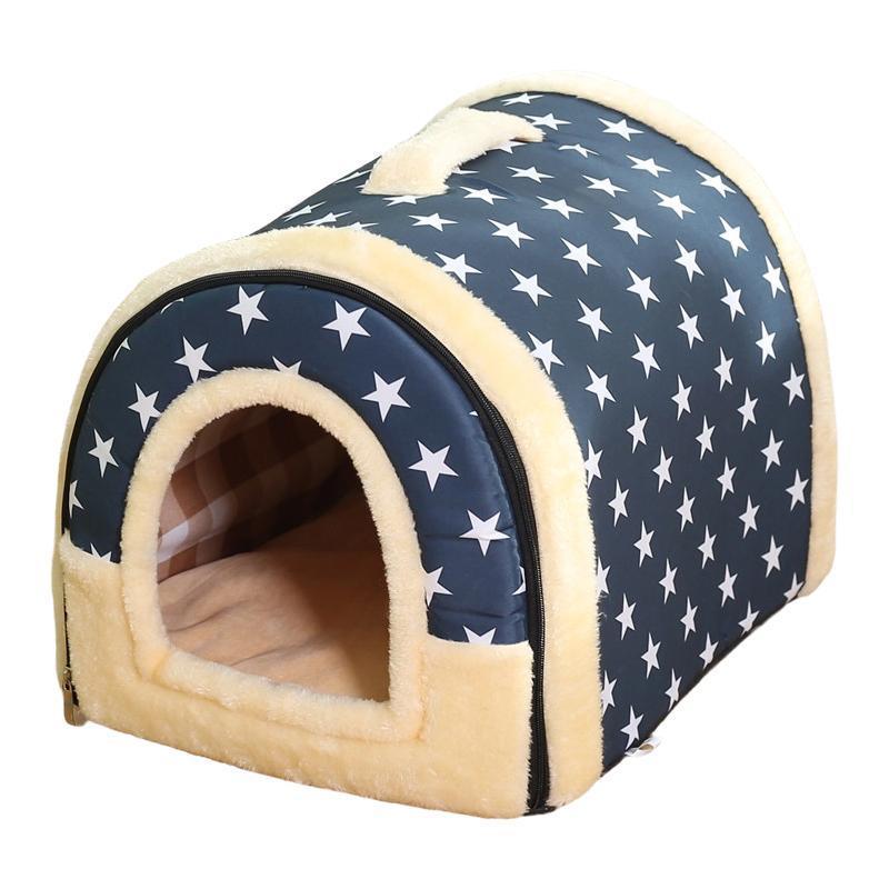 XL Size Pet House Kennel Soft Igloo Beds Cave Cat Puppy Bed Warm Cushion Fold - Brick 9