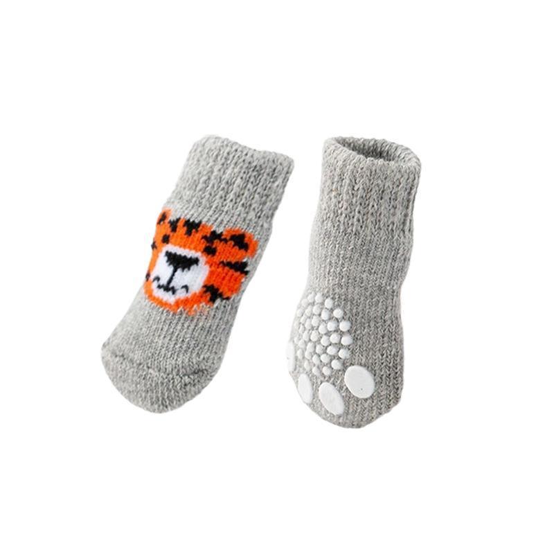 Non Slip Pet Socks for Dogs and Cats Knitted Paw Protector with Grips L Size - Red Mickey 15