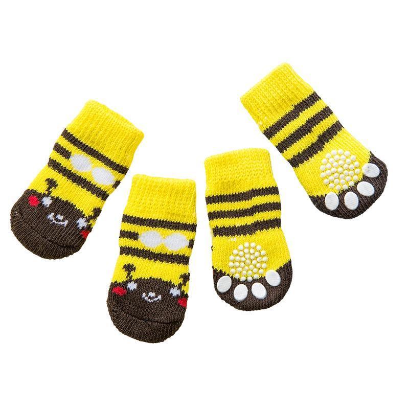 Non Slip Pet Socks for Dogs and Cats Knitted Paw Protector with Grips L Size - Yellow Kumamoto 9