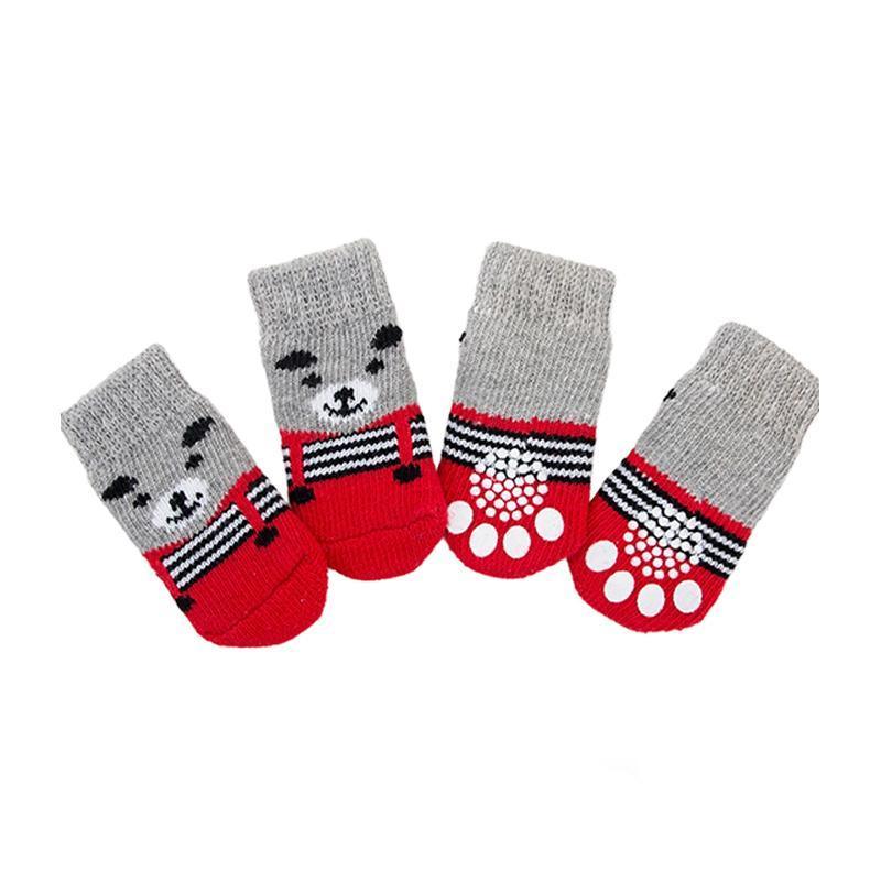 Dog Socks Non-Slip Grip Slip Anti-Slip - Puppy Cat Pet Shoes Slippers S Size - Black colour dots 12