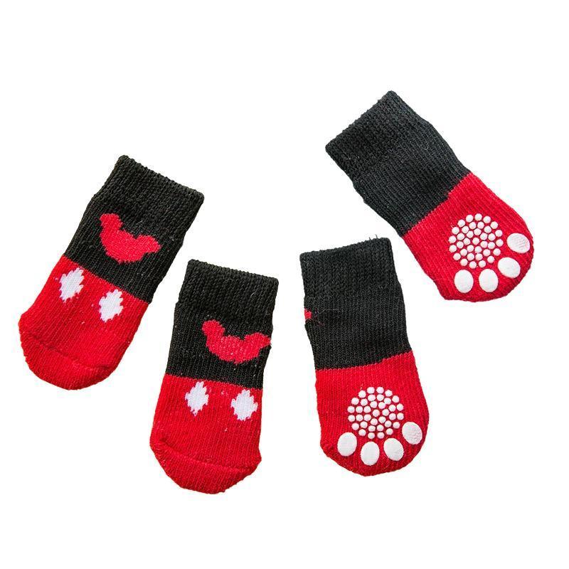 Non Slip Pet Socks for Dogs and Cats Knitted Paw Protector with Grips L Size - Blue bear 8