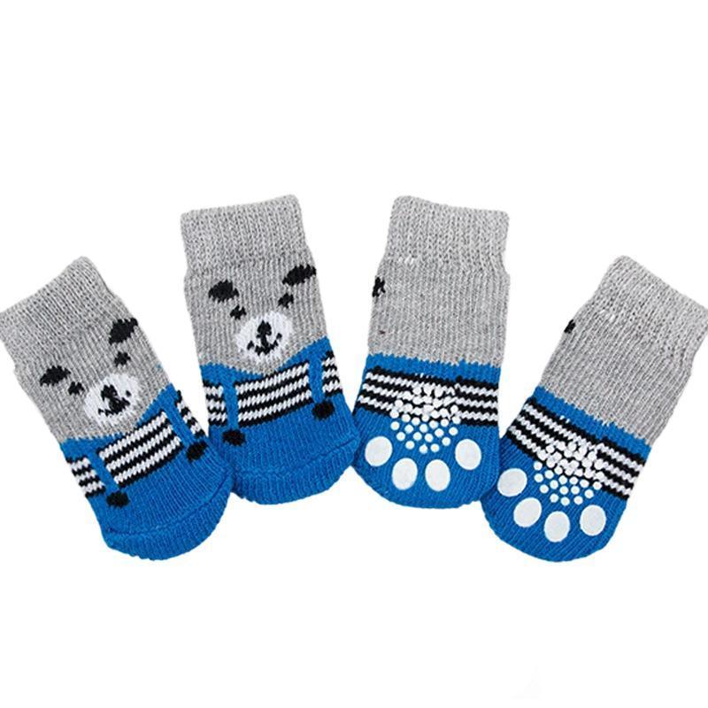 Non Slip Pet Socks for Dogs and Cats Knitted Paw Protector with Grips L Size - Green frog 11