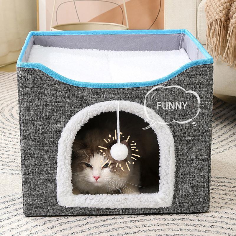 Foldable Pet Cat Calming Bed Hideaway Interactive House Nest Scratching Board - Light Green 5