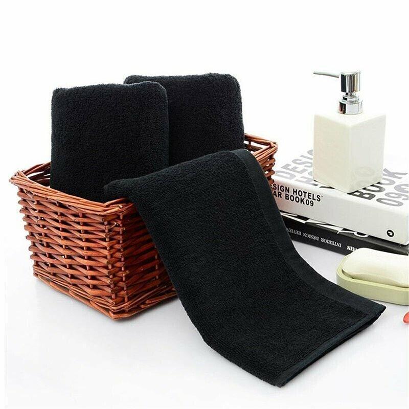 Black Cotton Towel 35x75cm Soft Thick Absorbent Bath Gym Travel Use 5