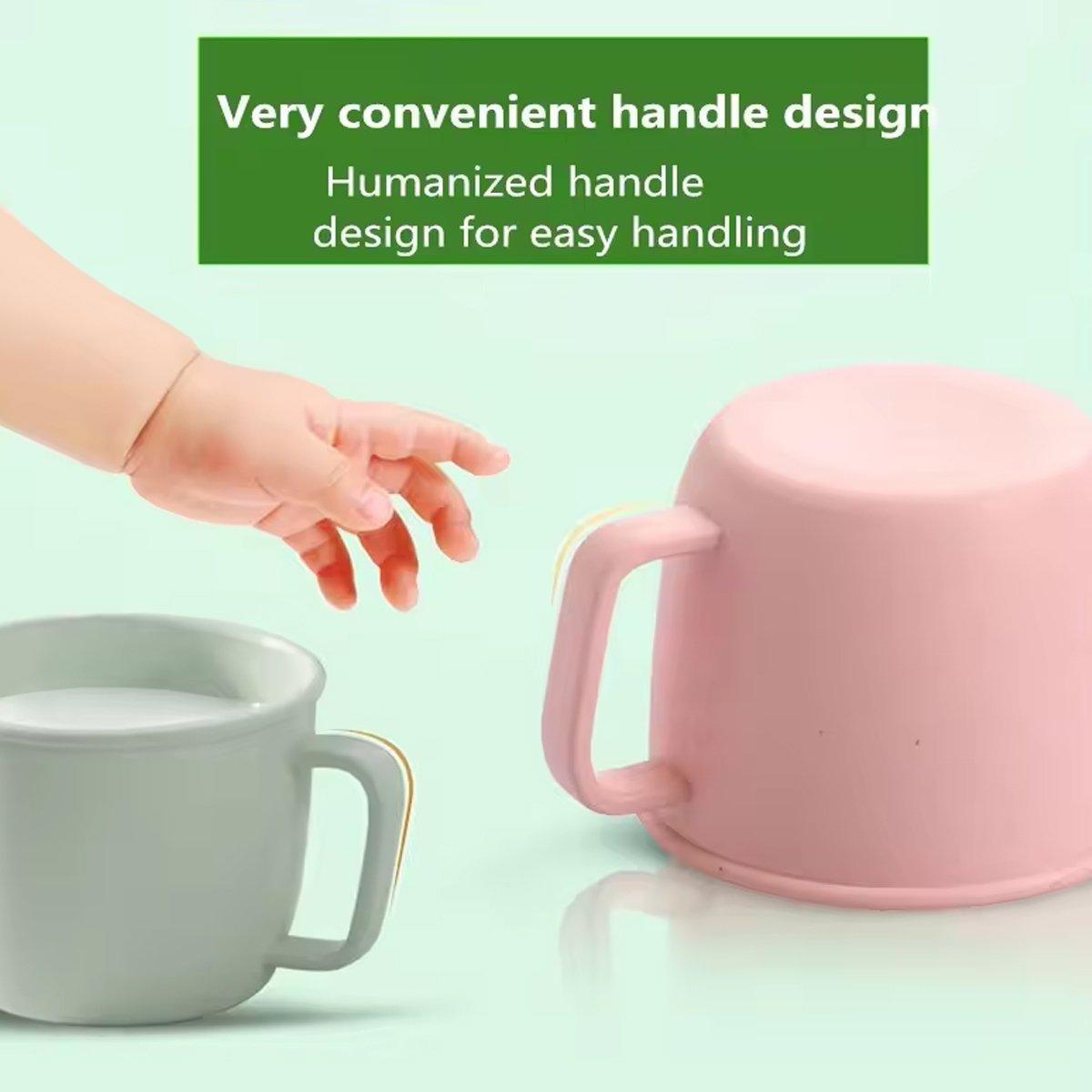 4PCS Bamboo Fiber Milk Drinking Cups with Handle Eco Friendly Small Grip Cups 4