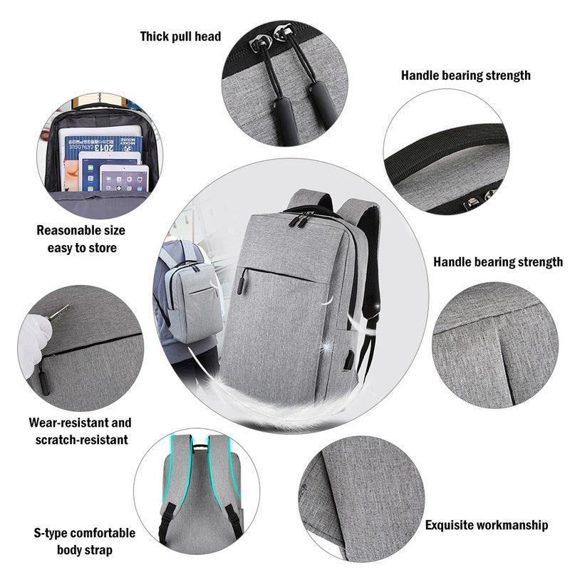Waterproof Laptop Backpack Bag for Men Women School Travel Business Use - Grey 1 Zipper 5