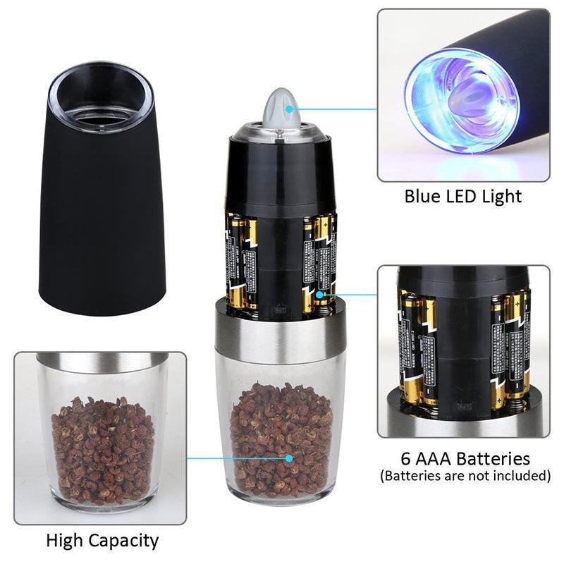 Automatic Gravity Electric Salt or Pepper Mill Grinder Led Battery-Operated 4