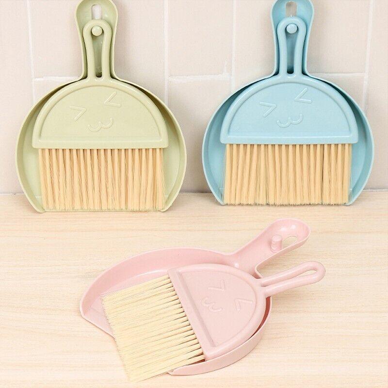 Mini Desktop Sweep Cleaning Brush Keyboard Brush Small Broom Dustpan Set - Pink 4