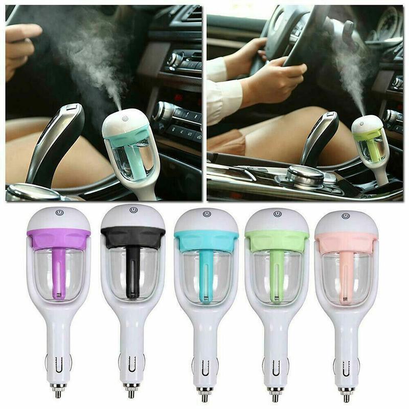 Mini Car Air Humidifier Essential Oil Diffuser Ultrasonic Aroma Mist Purifier - Purple 5