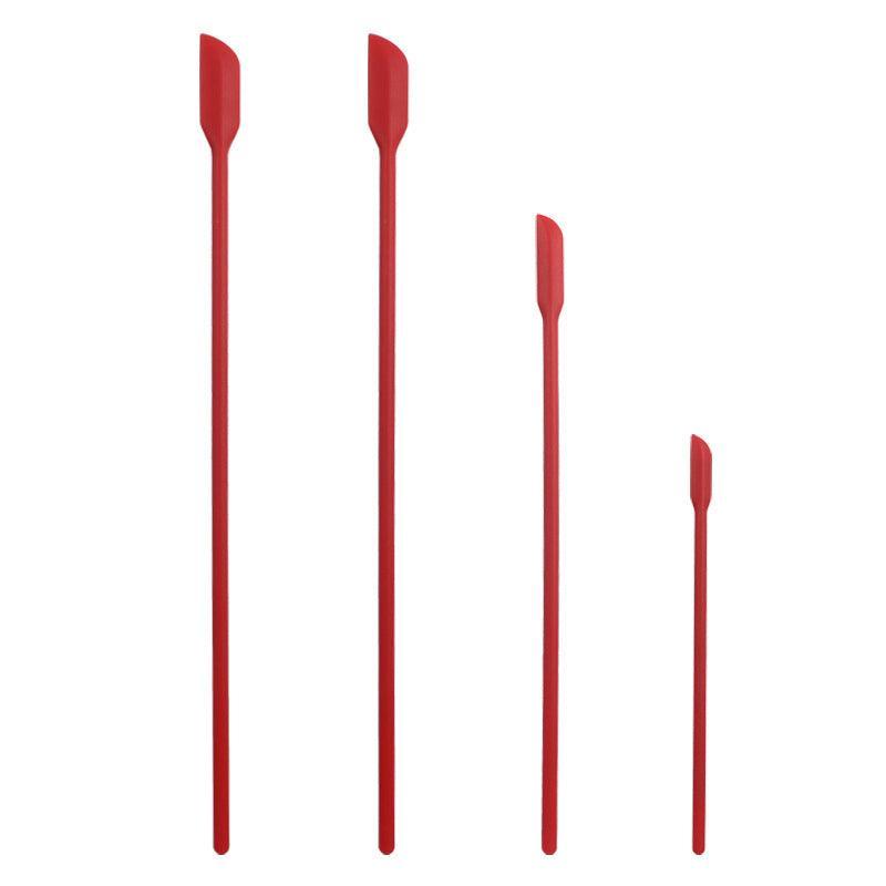 4X Silicone Mini Spatula Jar Scraper Scoop Tip Long Spatula Cosmetic Bottle B8A3 - Red 6