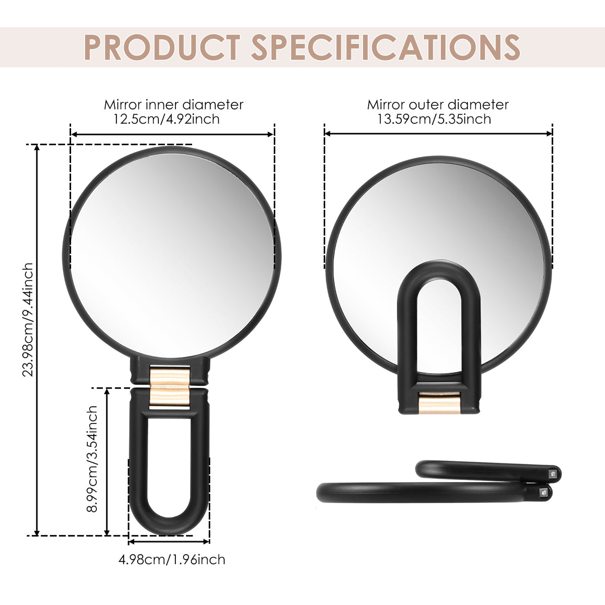 Makeup Mirror Handheld Magnifying Mirror 30X Portable Mirror Compact Travel Tool - White 3