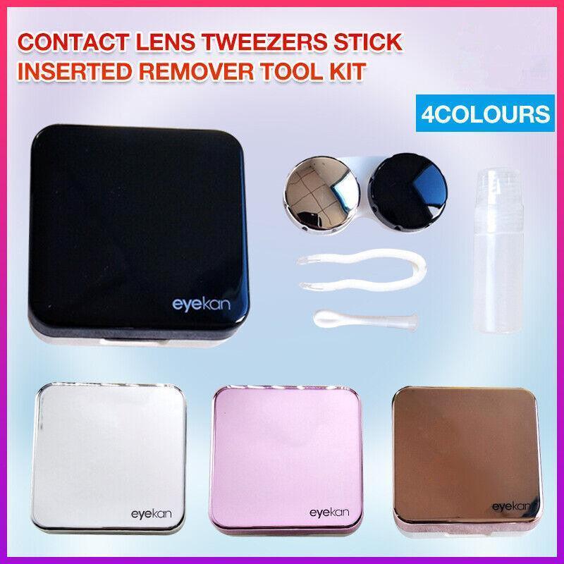 Contact Lens Tweezers Stick Inserted Remover Tool Kit Tip Storage Case Box Sets - Rose Gold