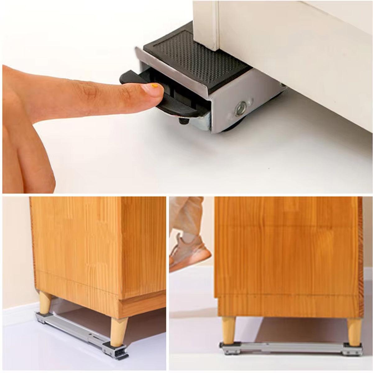 2pcs Adjustable Refrigerator Washing Machine Base Stand Movable Support Shelf - Grooved 4