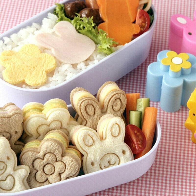 3PCS Sandwich Cutter Set Rabbit Bear Flower Bread Mold for Bento Lunch Cake Cookies 5