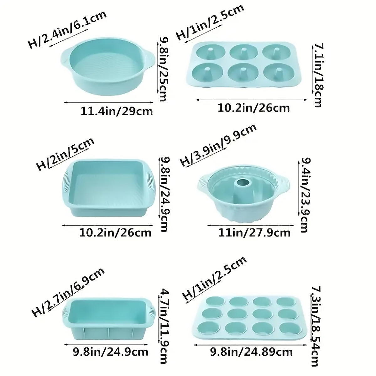 6PCS Silicone Cake Mould Set Baking Pans Nonstick Cupcake Cookie Tools Reusable - Grey 3