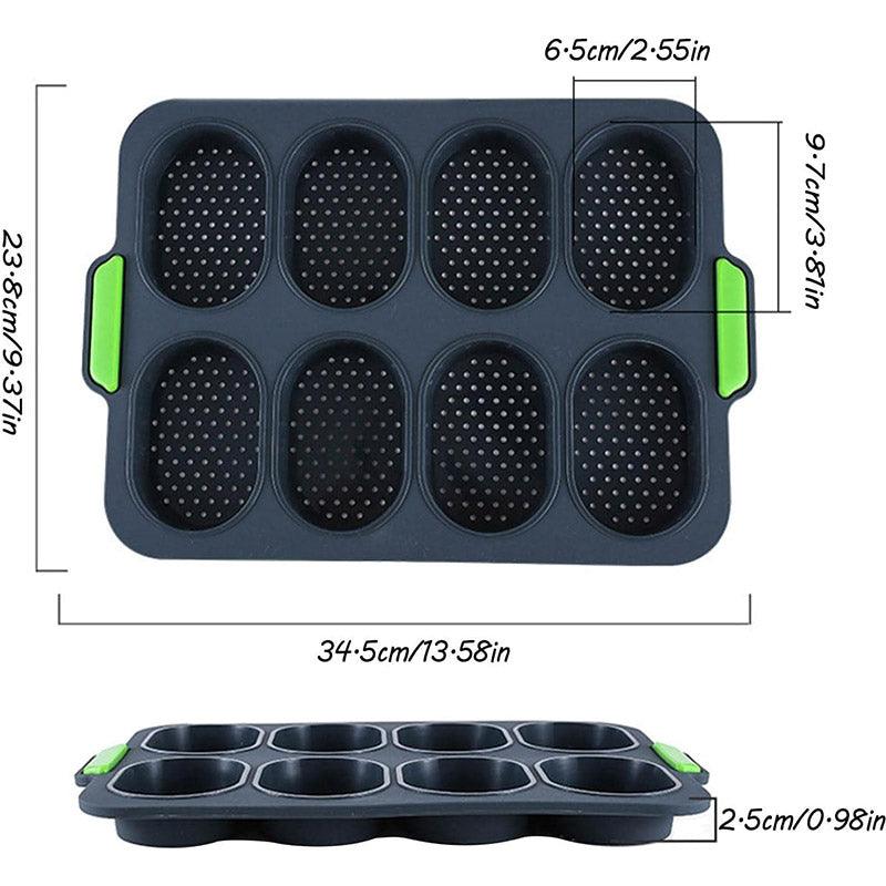 Silicone Cake Mould Oval 8 Compartment Non Stick Baking Pan Kitchen Tools Set 3
