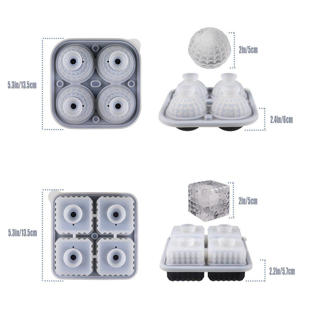 2PCS Silicone Ice Cube Tray Round and Square Ice Ball Maker for Whiskey Cocktails - Green 3