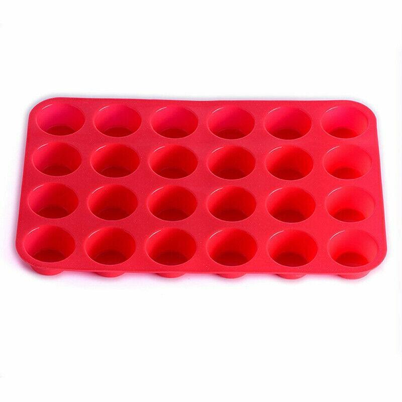 24 Cavity Pan Tray Silicone Mini Cupcake Cookie Baking Mold Au - Orange 9