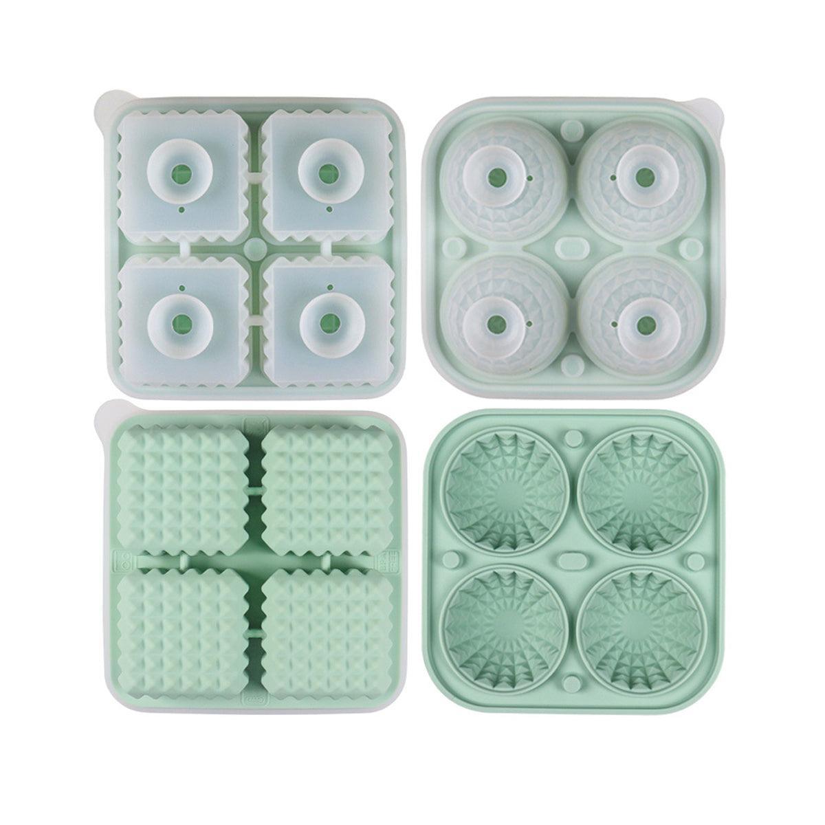 2PCS Silicone Ice Cube Tray Round and Square Ice Ball Maker for Whiskey Cocktails - Pink 9