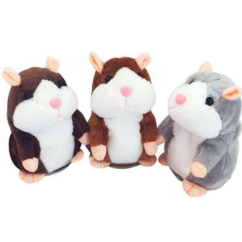Plush Talking Hamster Toy with Voice Mimicry Nod Action Xmas Gift for Pet Lovers - Grey