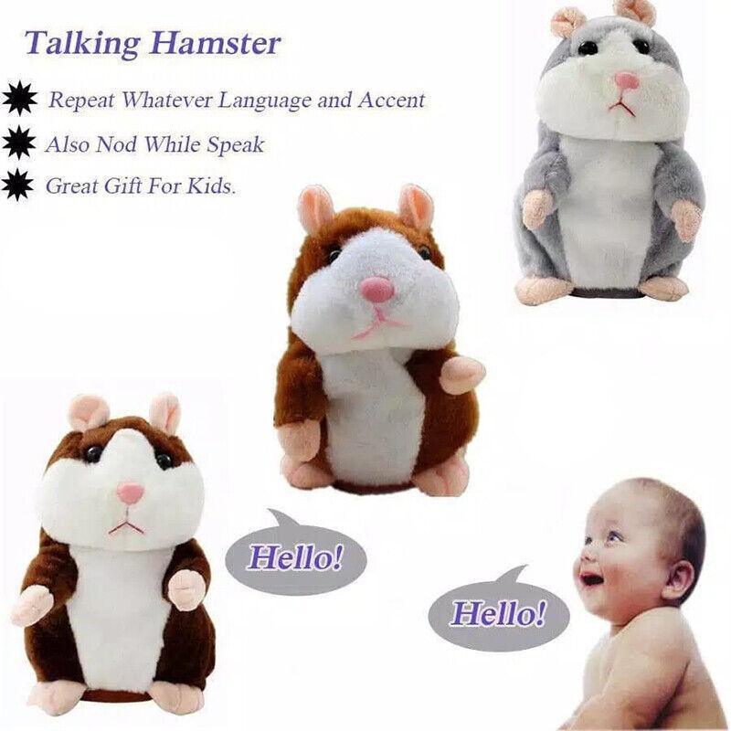 Plush Talking Hamster Toy with Voice Mimicry Nod Action Xmas Gift for Pet Lovers - Grey 4