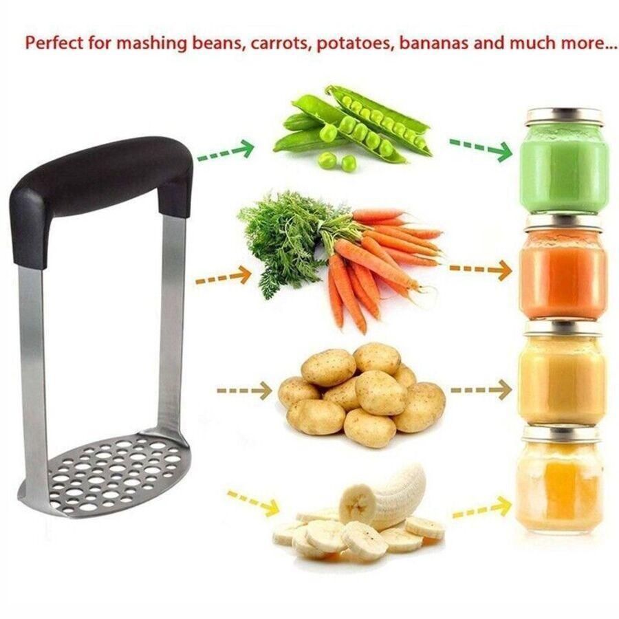 Potato Masher Vegetable Tool Stainless Steel Heat Kitchen Resistant Press Rice A 5