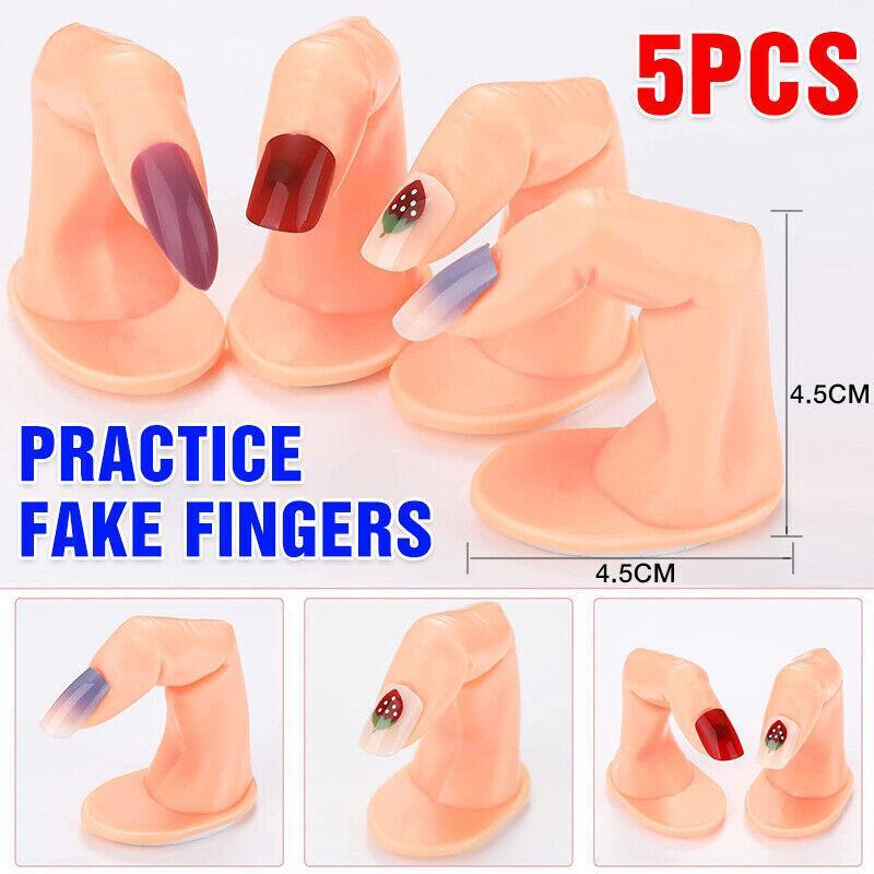 5PCS Model Fake Display Hand Nail Art Practice Finger For Training Manicure