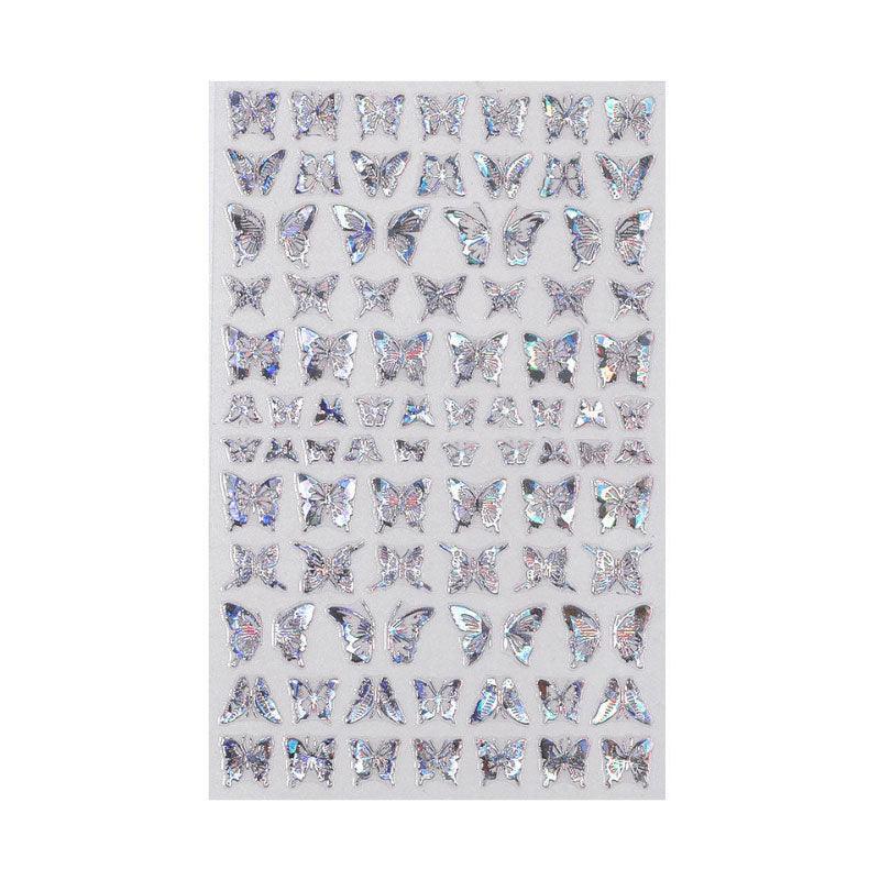 3D Nail Butterfly Design Sticker Decor Decal Holographic Laser Nail Art Sticker - Gold L-02 12