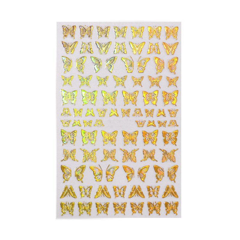 3D Nail Butterfly Design Sticker Decor Decal Holographic Laser Nail Art Sticker - Gold L-03 8