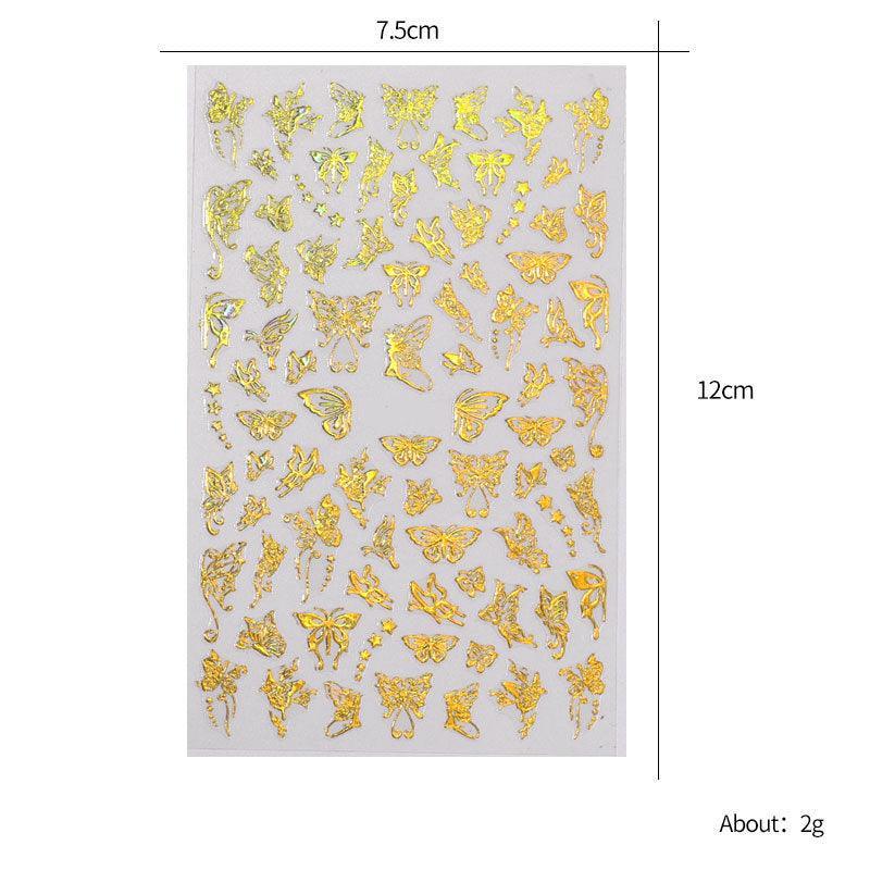 3D Nail Butterfly Design Sticker Decor Decal Holographic Laser Nail Art Sticker - Gold L-04 4