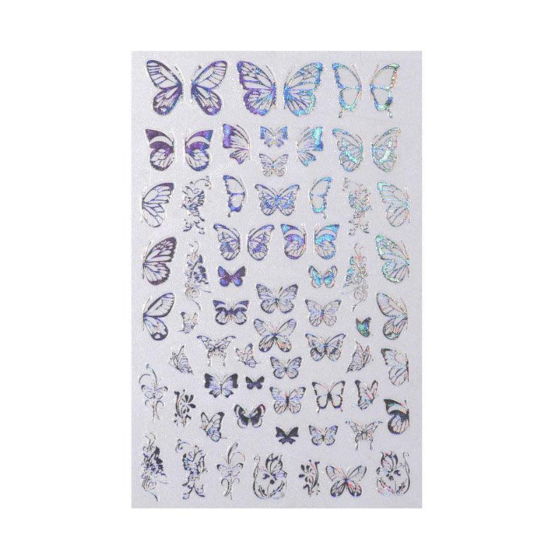 3D Nail Butterfly Design Sticker Decor Decal Holographic Laser Nail Art Sticker - Gold L-04 11