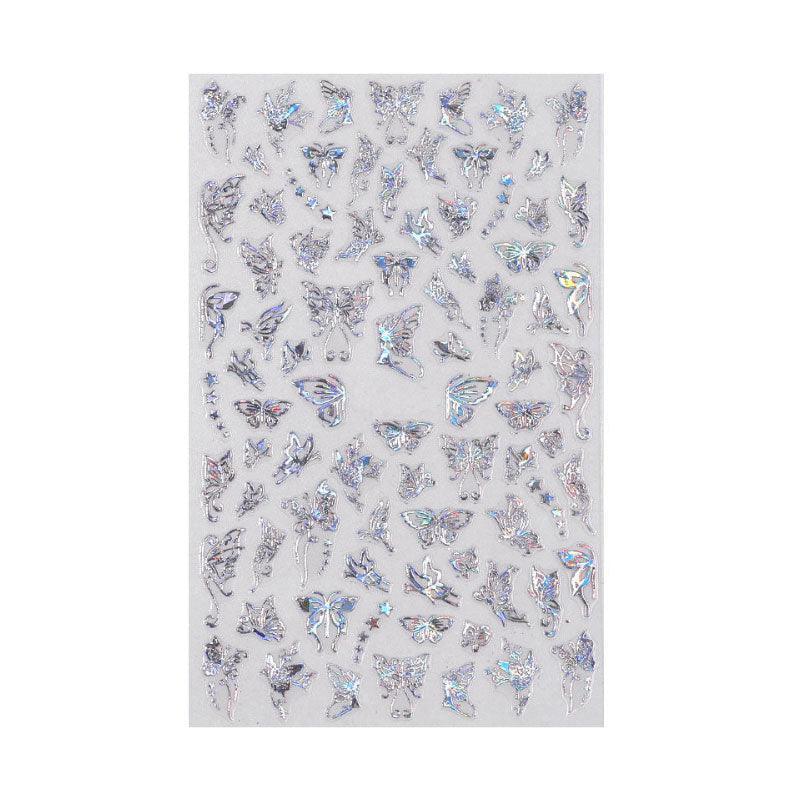 3D Nail Butterfly Design Sticker Decor Decal Holographic Laser Nail Art Sticker - Silver L-01 13