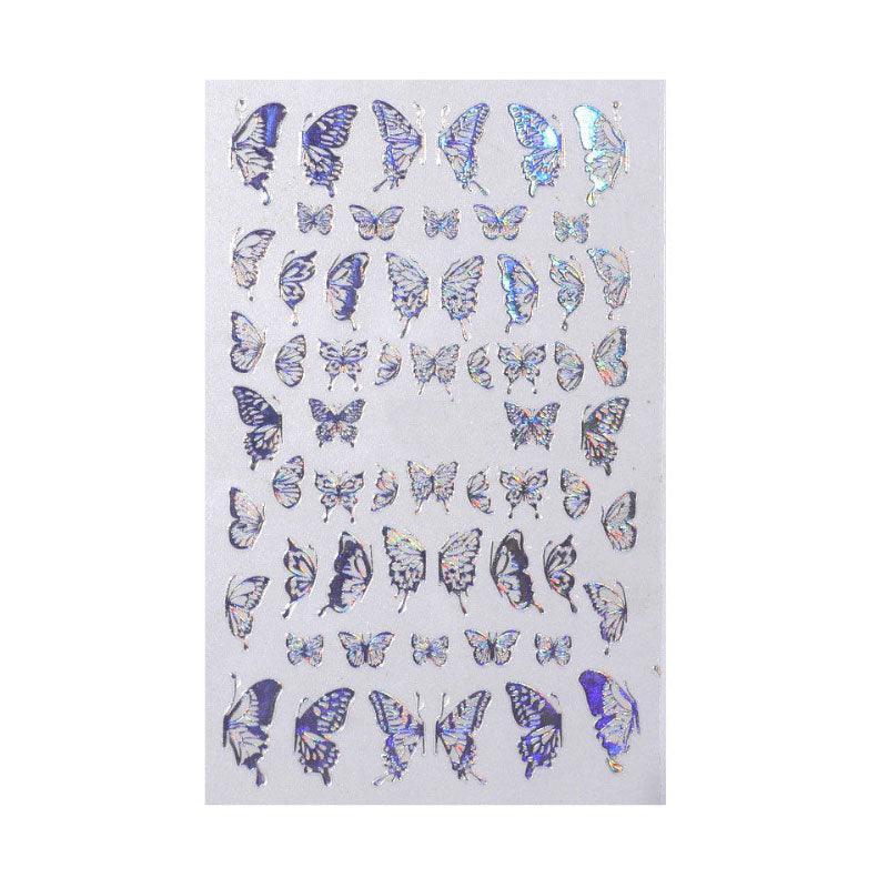 3D Nail Butterfly Design Sticker Decor Decal Holographic Laser Nail Art Sticker - Silver L-02 10